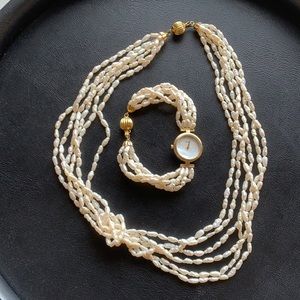 Freshwater Pearl Watch Quartz bracelet necklace